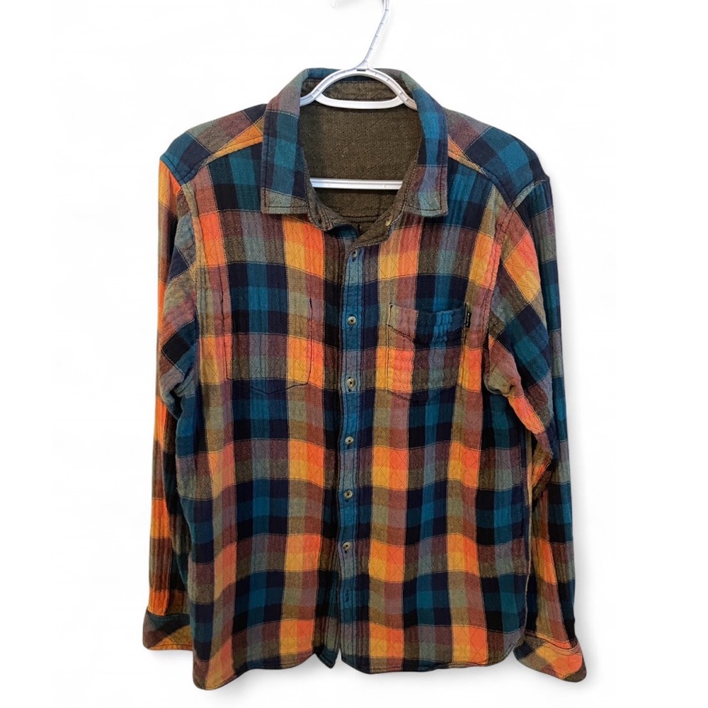 Kavu Men's Button-Down Flannel Shirt Pockets Colorful Cozy High Quality, L